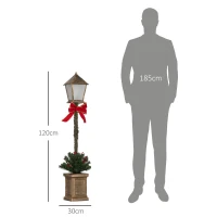 Outsunny Lampadaire de Noël lumineux LED de 1,25 m ornement décoration de Noël avec grappes de baies et nœud papillon(m-3)