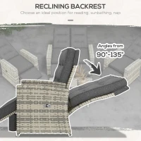 Outsunny 4 Piece Rattan Garden Furniture Set Outdoor Sofa Sectional Set with Glass Top Table for Poolside, Light Grey(m-6)