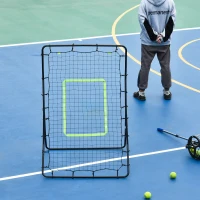 HOMCOM Rete Elastica Rimbalzo da Baseball, Rete per Lanci Battute di Baseball Rimbalzatore Portatile, Rete da Calcio, per Softball, 90x80x140cm, Nero(m-2)