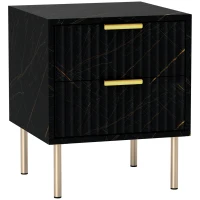 HOMCOM Elegant Two-Drawer Bedside Table - Black(m-1)