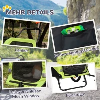 PawHut Hundeanhänger 2 en 1, Fonction poussette, 2 entrées, Fenêtre en filet, Pare-soleil, Cadre en acier, vert, 170 x 77 x 90 cm(m-4)