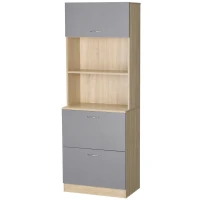 HOMCOM Buffet Küchenschrank Mehrzweckschrank 2 Schubladen 1 Schrank + Große Arbeitsplatte 60 x 38 x 168 cm in Grau(m-1)
