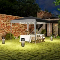 Outsunny Pavillon pop-up 3 x 3 m avec sac de transport, tente de jardin réglable en hauteur UPF50+, Gris clair(m-5)