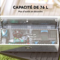 HOMCOM Boîte à outils pour remorque boîte de rangement en aluminium poignées larges et antidérapantes 99 x 33 x 25,5 cm argent(m-5)