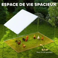 PawHut Poulailler, grand poulailler en métal avec couverture imperméable et anti-UV, cage pour 5-8 poules, 3 x 1,7 x 1,9m(m-4)