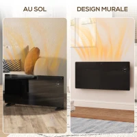 HOMCOM Radiateur électrique au sol ou mural 2000W affichage LED, minuterie 24 heures ou hebdomadaire, thermostat, télécommande(m-7)