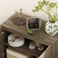 HOMCOM Sideboard Aufbewahrungsschrank 2 Türen mit in der Höhe verstellbarem Regal 80B x 40T x 78H cm, Naturholz(m-4)