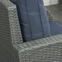 Outsunny Six-piece Outdoor Rattan Dining Set, Outdoor Sofa Set with Reclining Armchairs and Mental Frame, Blue(m-9)