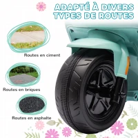 AIYAPLAY Scooter électrique enfants moto porteur pour enfants phare et musique, marche avant/arrière, roues d'entraînement(m-8)