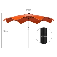 Outsunny Solar Patio Umbrella with LED and Tilt, Outdoor Market Table Umbrella Parasol with Crank, 3 x 3 (m), Orange(m-3)