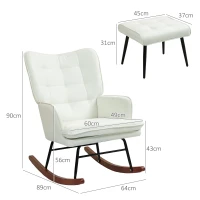 HOMCOM Silla Mecedora con Reposapiés Cojín Acolchado y Reposabrazos Carga 130 kg Crema(m-3)