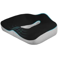 HOMCOM Coussin chaise bureau en mousse à mémoire - coussin coccyx ergonomique avec fond antidérapant et housse en maille(m-1)