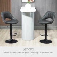HOMCOM Bar Stools Set of 2, PU Leather Swivel Barstools with Backrest and Footrest for Kitchen, Counter, Breakfast Bar, Grey(m-4)