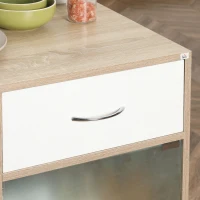 HOMCOM Kücheninsel Servierwagen mit 360° schwenkbaren Rollen, Regalen mit Sicherheitsstangen, 65 x 39 x 80 cm, natur(m-5)