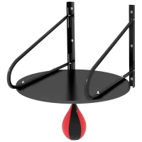 HOMCOM Punching Ball Speedball Boxen mit Drehplatte + Pumpe Höhenverstellbar Rot Schwarz(m-1)