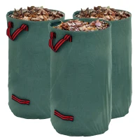 Outsunny 3x120L Waterdichte Tuinafvalzak met Handvatten, Robuust en UV Bestendig Groen(m-10)