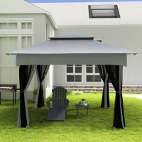 Outsunny Pop-Up Gartenpavillon Faltbar Stahl Polyester wasserdichter Anti-UV Moskitonetze + Transporttasche(m-5)