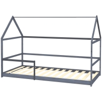 AIYAPLAY Lit cabane enfant lit pour enfant 3-8 ans cadre de lit barrières de sécurité 196L x 97,5l x 135H cm bois de pin gris