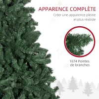 HOMCOM Sapin de Noël artificiel 210 arbre de Noël avec support en métal pliable, 1674 branches, décoration de Noël réaliste(m-5)