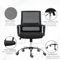 Vinsetto Mesh Back Office Chair, with Wheels - Black(m-8)