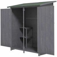 Outsunny 139 x 75 Fir Wood Garden Shed, with Asphalt Roof - Grey(m-1)