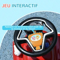 AIYAPLAY Porteur trotteur Enfants véhicule à pousser camion de pompier 18-36 Mois Coffre phares musique rouge(m-5)