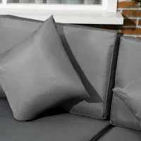 Outsunny 8 Pieces PE Rattan Corner Sofa Set, Outdoor Garden Furniture Set, Patio Wicker Sofa Seater w/ Cushion, Washable Cushion Cover & Tempered Glass Table, Grey(m-8)