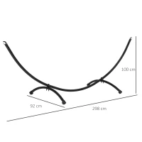 Outsunny Support de Hamac pour Hamac 3m, Support de Hamac avec Cadre en Acier pour Jardin Plage Noir 300 x 90 x 100 cm(m-3)