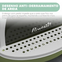 PawHut Caixa de Areia para Gatos Fechada com Tampa e Bandeja Amovíveis Filtro de Carvão e Pá 40,5x52x39 cm Branco e Verde(m-7)