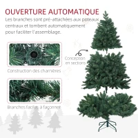 HOMCOM Sapin de Noël Artificiel 180 cm Arbre de Noël avec support en acier pliable, 1061 branches, décoration de Noël, vert(m-6)