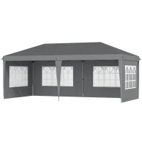 Outsunny Tonnelle pop-up pliante - tente de réception - 3 x 6 m 3 cotés démontables gris(m-1)