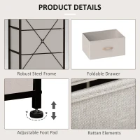 HOMCOM Fabric Chest of Drawers, Industrial Bedroom Dresser with 5 Fabric Drawers, Steel Frame and Wooden Top for Nursery, Living Room, Hallway, Cream White(m-6)