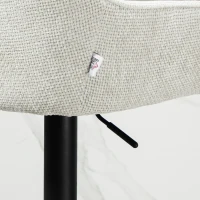 HOMCOM Set aus 2 Barhockern, Barstühle, höhenverstellbar, Leinenstoff und Stahlbasis 52,5 x 53 x 86,5-108 cm, Creme(m-5)