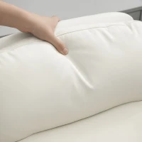 HOMCOM Chaise de bureau réglable en hauteur avec coussin doux et revêtement en simili cuir, roulettes flexibles et fonction d'inclinaison, Blanc(m-5)