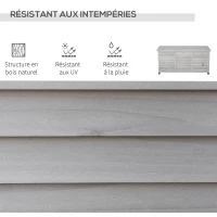 Outsunny Coffre de rangement extérieur malle de rangement en bois 283L 2 chaînes 127 x 56 x 60 cm gris(m-4)