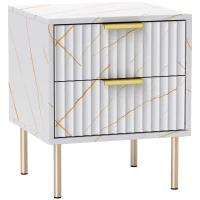 HOMCOM Elegant Two-Drawer Bedside Table - White(m-1)