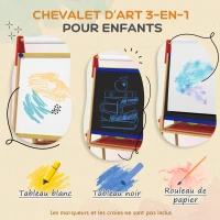 AIYAPLAY Chevalet peinture pour enfants, tableau enfant double face 3 en 1 hauteur réglable 61l x 47P x 113H cm bois naturel(m-4)
