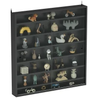 HOMCOM Six Shelf Display Cabinet, with Glass Doors - Black(m-10)