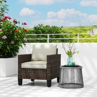 Outsunny Single Rattan Armchair, with Cushions - Brown(m-2)