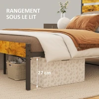 HOMCOM Cadre de lit double en acier avec sommier et tête de lit compatible matelas 160 x 200 cm, style industriel(m-5)