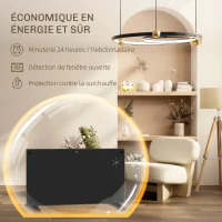 HOMCOM Radiateur électrique au sol ou mural 2000W affichage LED, minuterie 24 heures ou hebdomadaire, thermostat, télécommande(m-6)