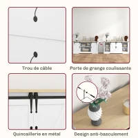 HOMCOM Buffet meuble de rangement avec 2 portes coulissantes étagères réglables 150l x 40P x 72H cm en bois blanc chêne(m-8)