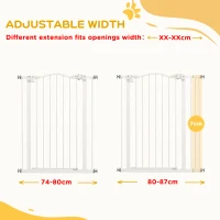 PawHut Metal Pet Safety Gate Dog Gate Folding Fence 74-87cm, White(m-7)