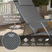 Outsunny Set of Two Adjustable Back Sun Loungers - Grey(m-5)