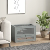 PawHut Cage pour hamsters souris petits rongeurs multi-équipements rampe plateformes toit ouvrant grillagé 60 x 35 x 42 cm gris(m-2)
