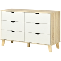 HOMCOM Skandinavische Designkommode mit 6 Schubladen, Aufbewahrungsmöbel - Größe 120B x 40T x 76H cm, Holzoptik und Beige