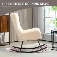HOMCOM Rocking Chair, Rocking Chair with 10 cm Thick Seat, Curved Steel Legs, Beige and Black(m-4)