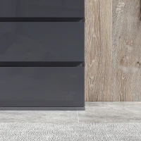 HOMCOM Kommode 4 Schubladen ohne Griffe im modernen grauen Lackfinish - Großer Stauraum(m-4)