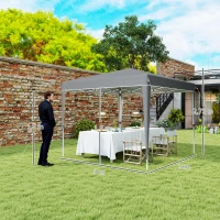 Outsunny Pavillon pop-up 3 x 3 m avec sac de transport, tente de jardin réglable en hauteur UPF50+, Gris clair(m-3)