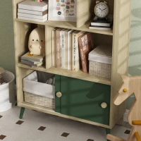 AIYAPLAY Bibliothèque et meuble de rangement jouets pour enfants, 4 étagères et placard porte coulissante, design, vert(m-9)